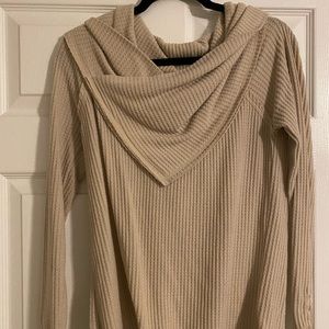 Democracy cream sweater with fun neck detail